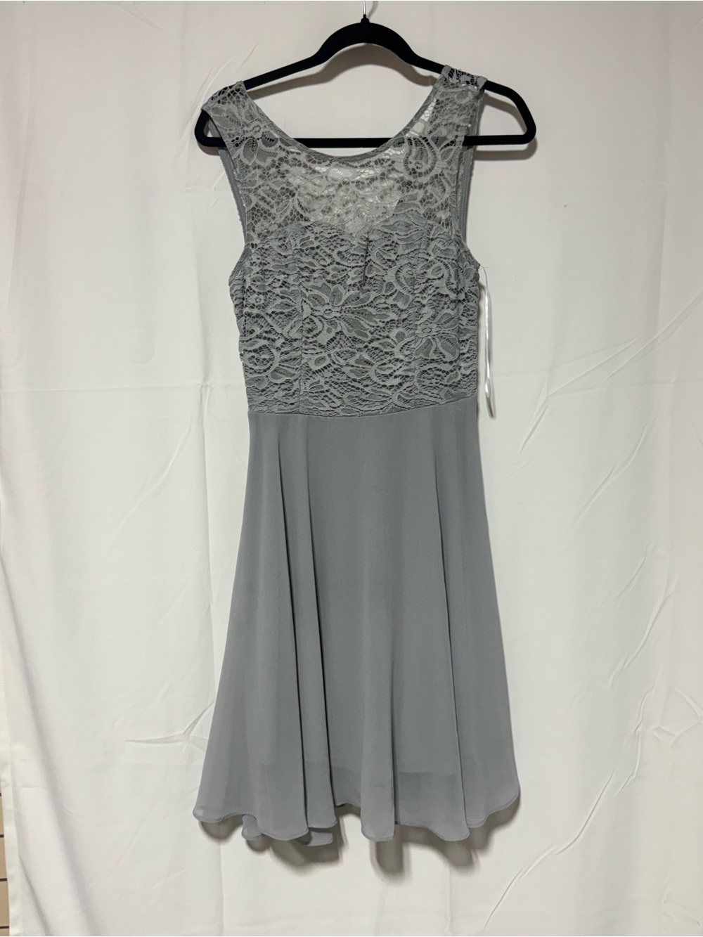 Women's Lace Bodice Chiffon Skirt Dress - Light Gray